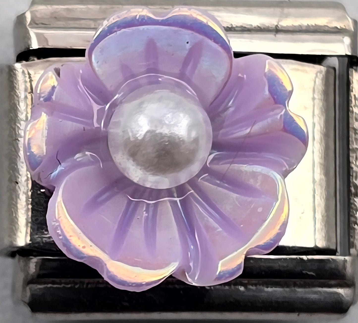 CHARM FLOR LILA RESALTADA PULSERA ITALIANA