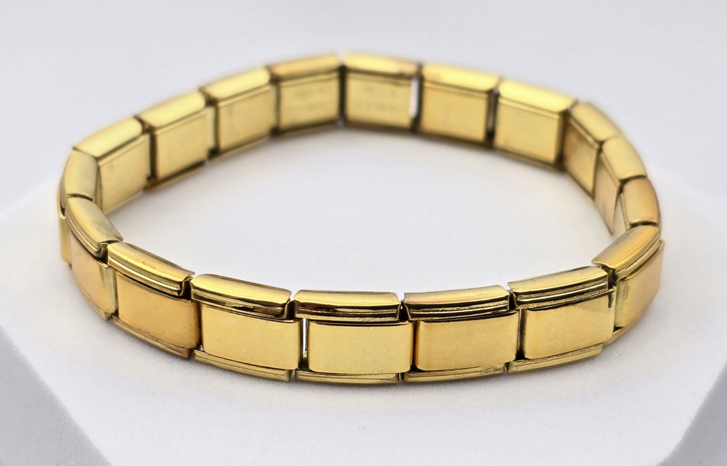 PULSERA ITALIANA EFECTO ESPEJO; TONO DORADO