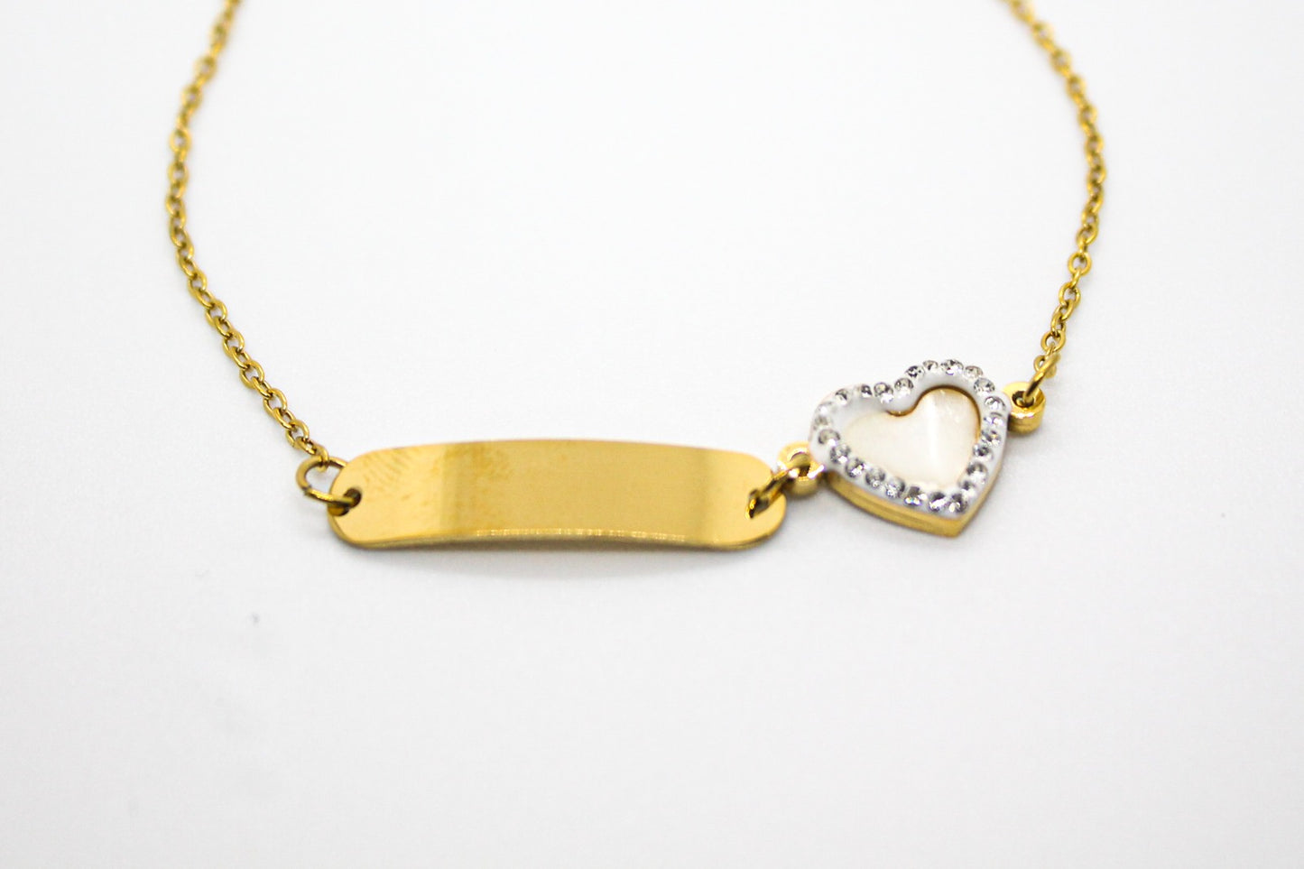 ESCLAVA CORAZON MADRE PERLA CIRCONIAS; TONO DORADO
