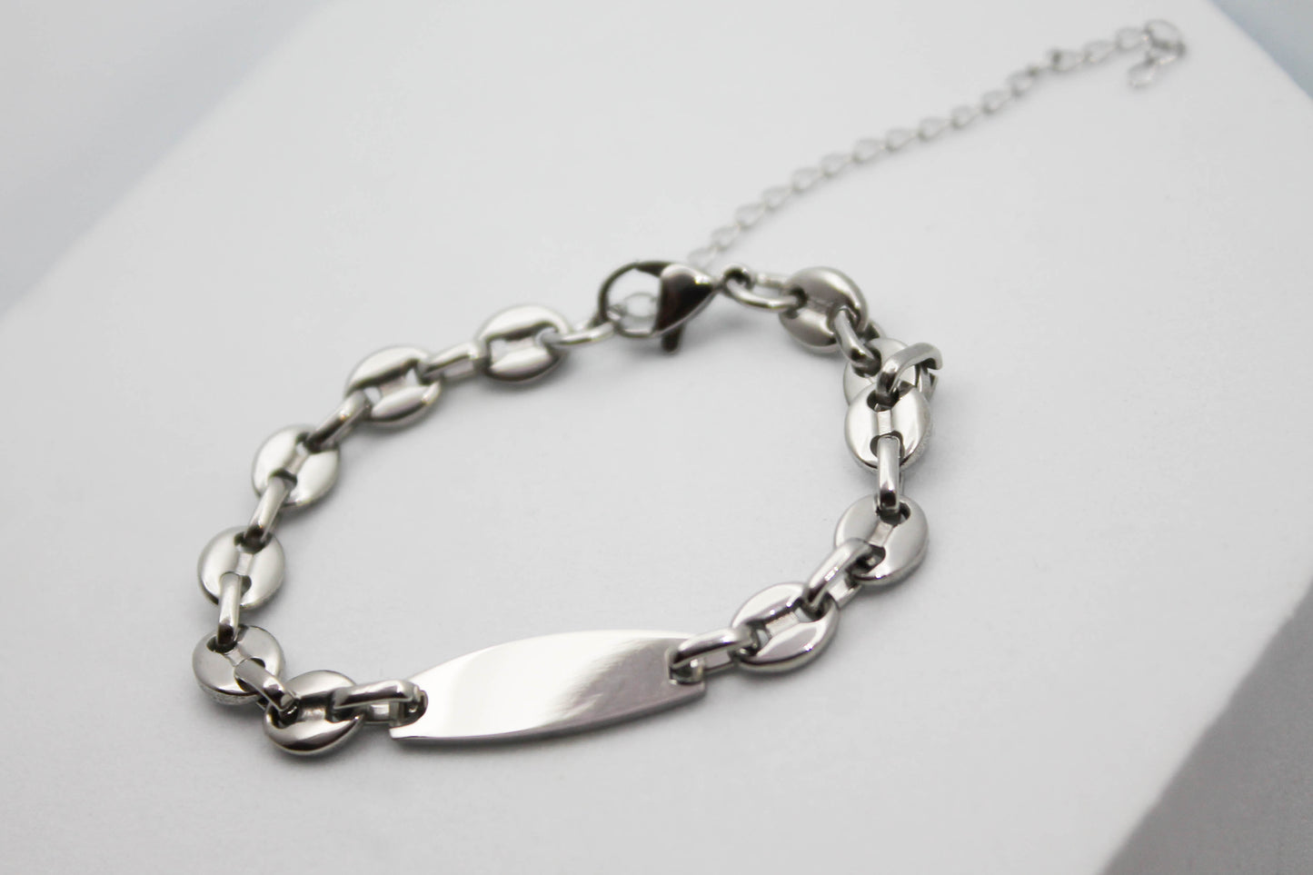 ESCLAVA NIÑO (A)TEJIDO GUCCI 15CM + EXTENSION 4CM; TONO PLATEADO