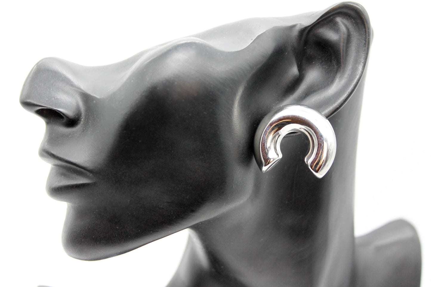 ARETES CHUNKY ARCO 10X30MM, HUECO, TONO PLATEADO