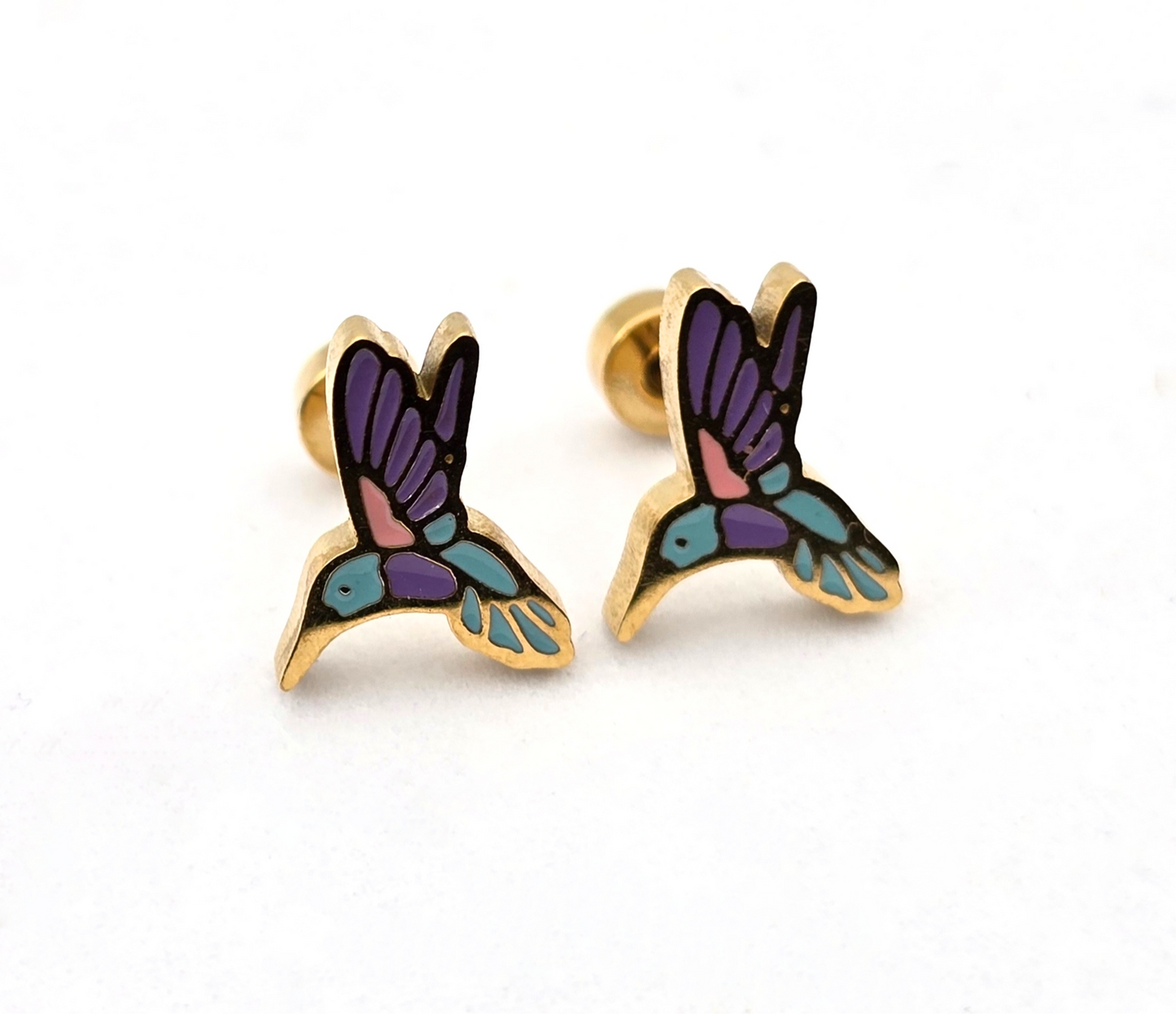 BROQUEL COLIBRI ESMALTE TONOS PASTEL 0.8 X 8MM BROCHE DE BOTON; TONO DORADO