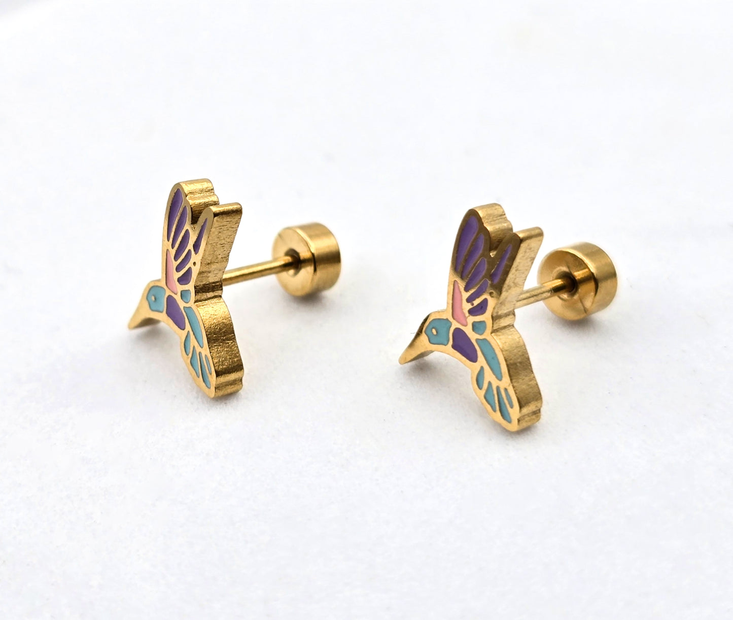 BROQUEL COLIBRI ESMALTE TONOS PASTEL 0.8 X 8MM BROCHE DE BOTON; TONO DORADO