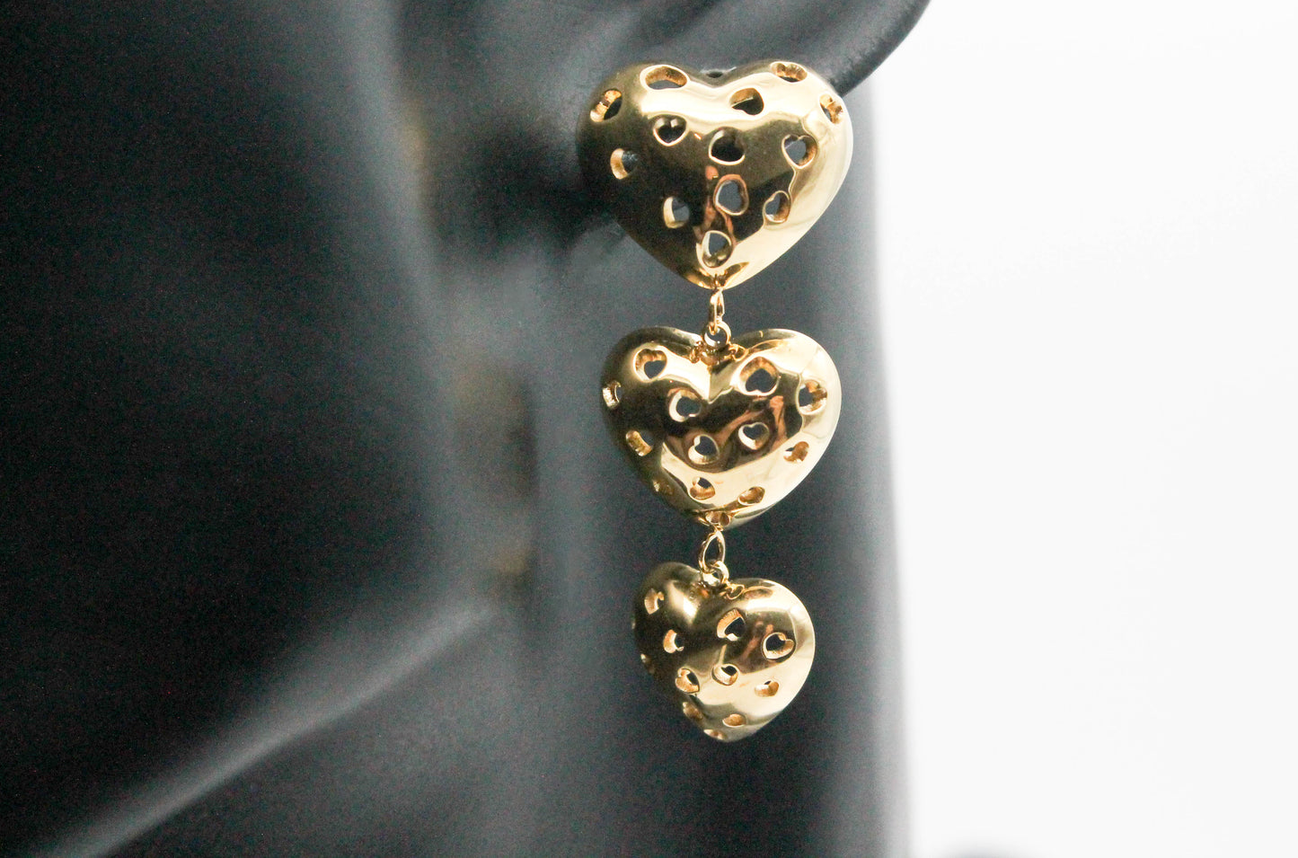 ARETES LARGOS 3 CORAZONES HUECOS 50MM