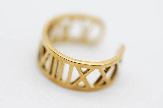 PIERNCIG FALSO/ CONCIENCIAS  NUMEROS ROMANOS 6MM DE ANCHO , TONO DORADO