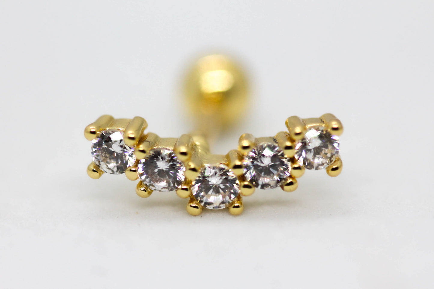 PIERCING 5 CIRCONIAS 12MM; TONO DORADO
