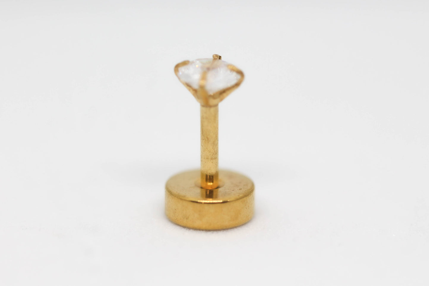 PIERCING CIRCONIA REDONDA 3MM TOPE DE ROSCA GRUESO; TONO DORADO