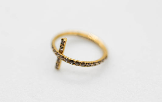 PIERCING ARGOLLA 12MM CRUZ CIRCONIAS; TONO DORADO