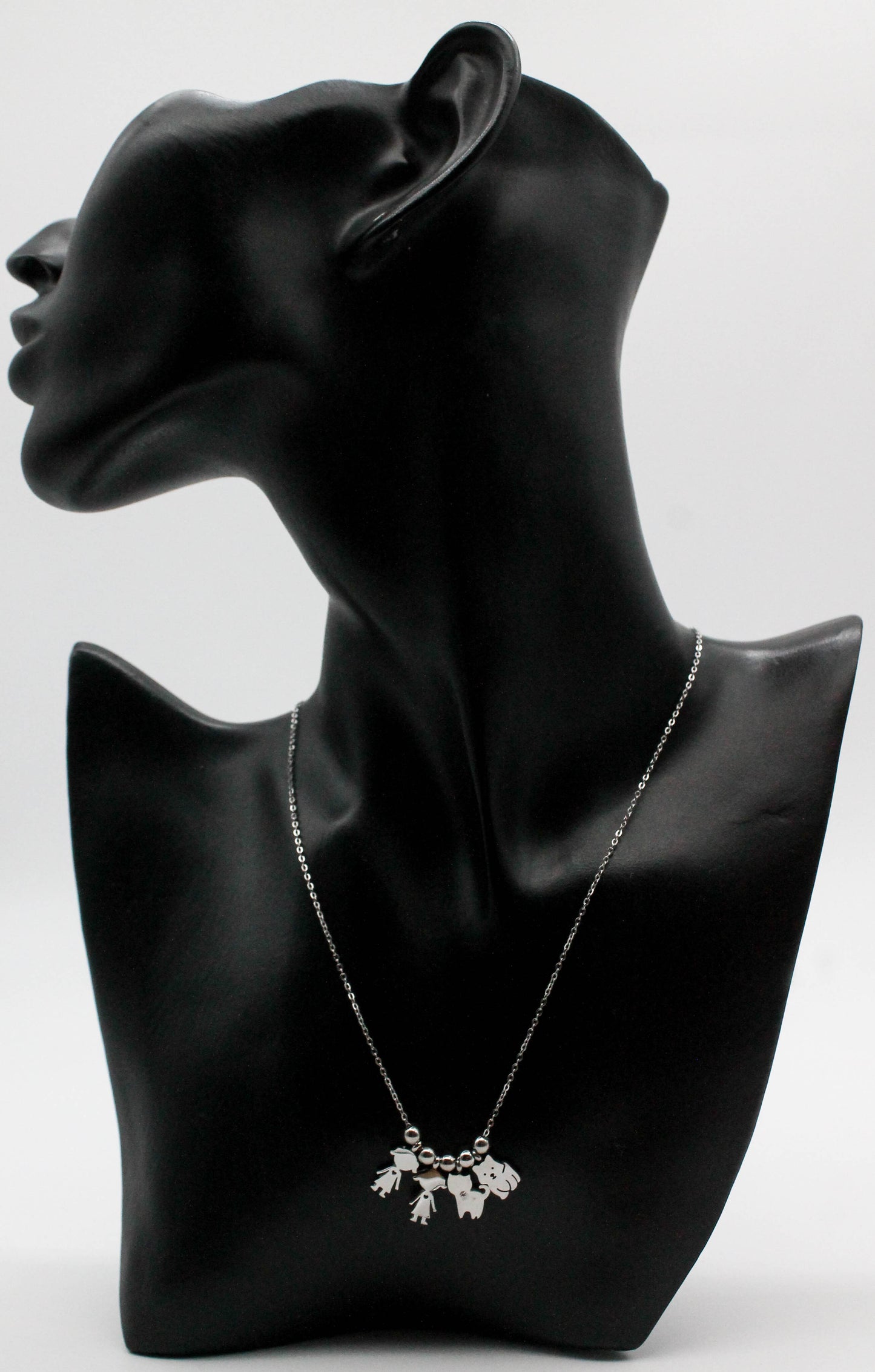 COLLAR PERSONALIZADO 4 DIJES (5 ESFERAS) TONO PLATEADO