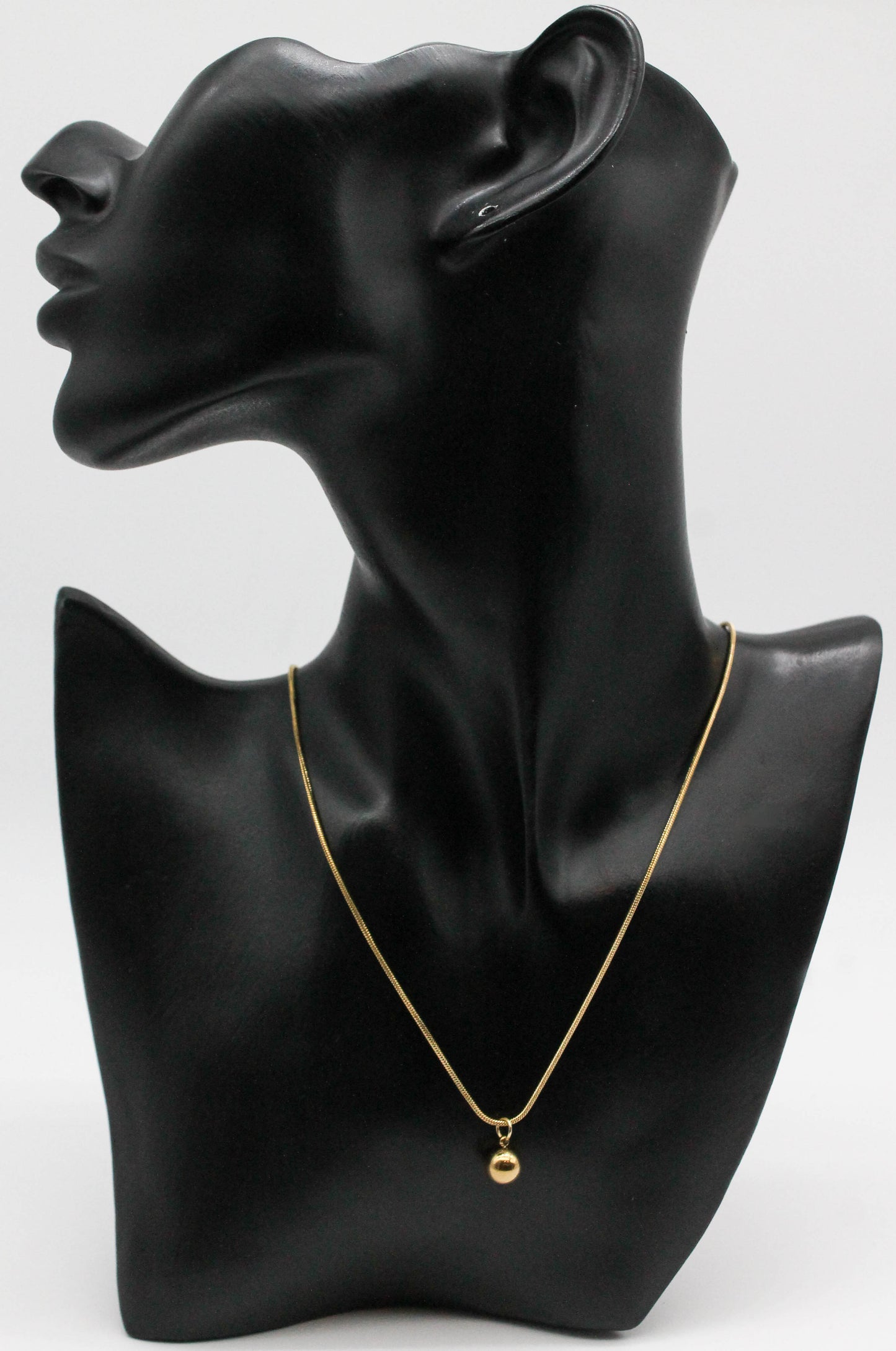 COLLAR ESFERA 8 MM; CADENA COLA DE RATON 40CM DE LARGO+ EXTENSION DE 5CM; TONO DORADO