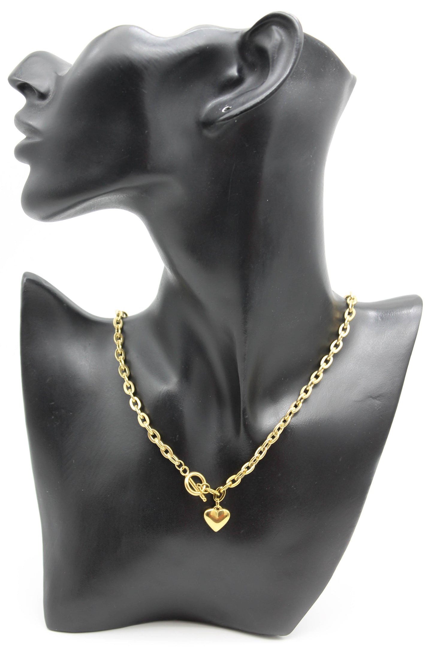 COLLAR BROCHE DELANTE CORAZON 3D; TONO DORADO