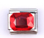 CHARM CIRCONIA RECTANGULAR ROJA; PARA PULSERA ITALIANA