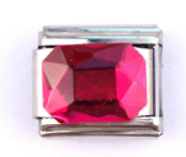 CHARM CIRCONIA RECTANGULAR MAGENTA; PARA PULSERA ITALIANA