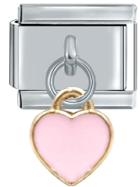 CHARM CORAZON COLGANTE ROSA, PULSERA ITALIANA