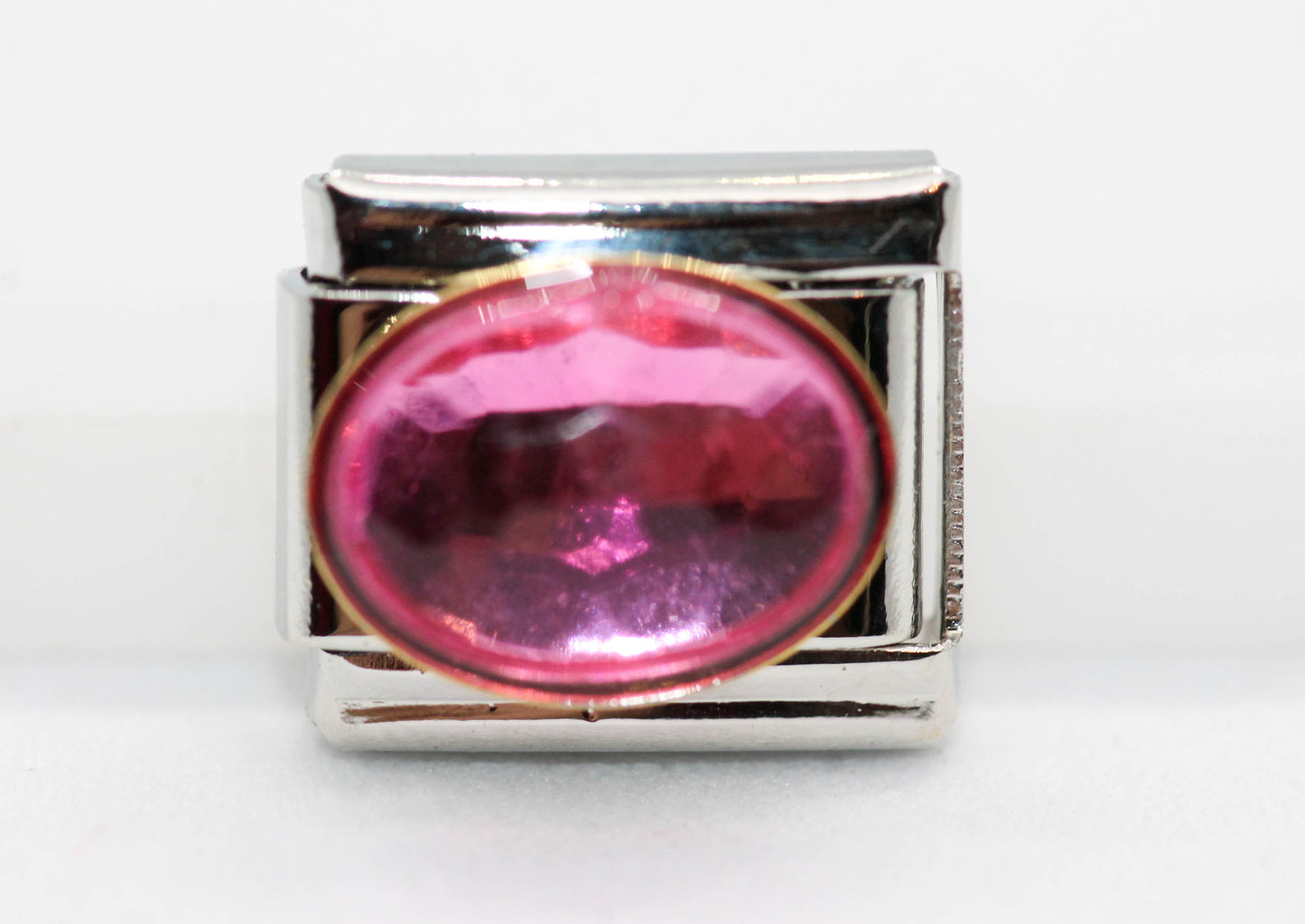 CHARM CIRCONIA OVALADA ROSA PULSERA ITALIANA