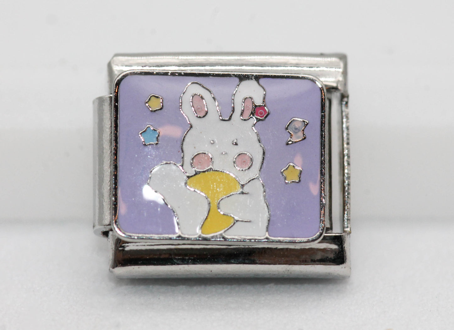 CHARM CONEJO FONDO MORADO PULSERA ITALIANA