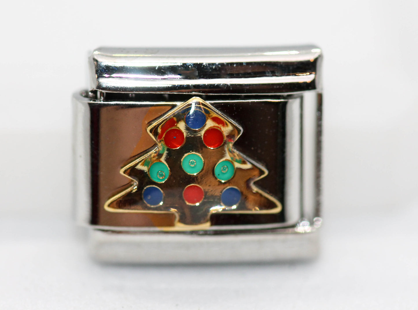 CHARM ARBOL DE NAVIDAD ESFERAS COLORES PULSERA ITALIANA