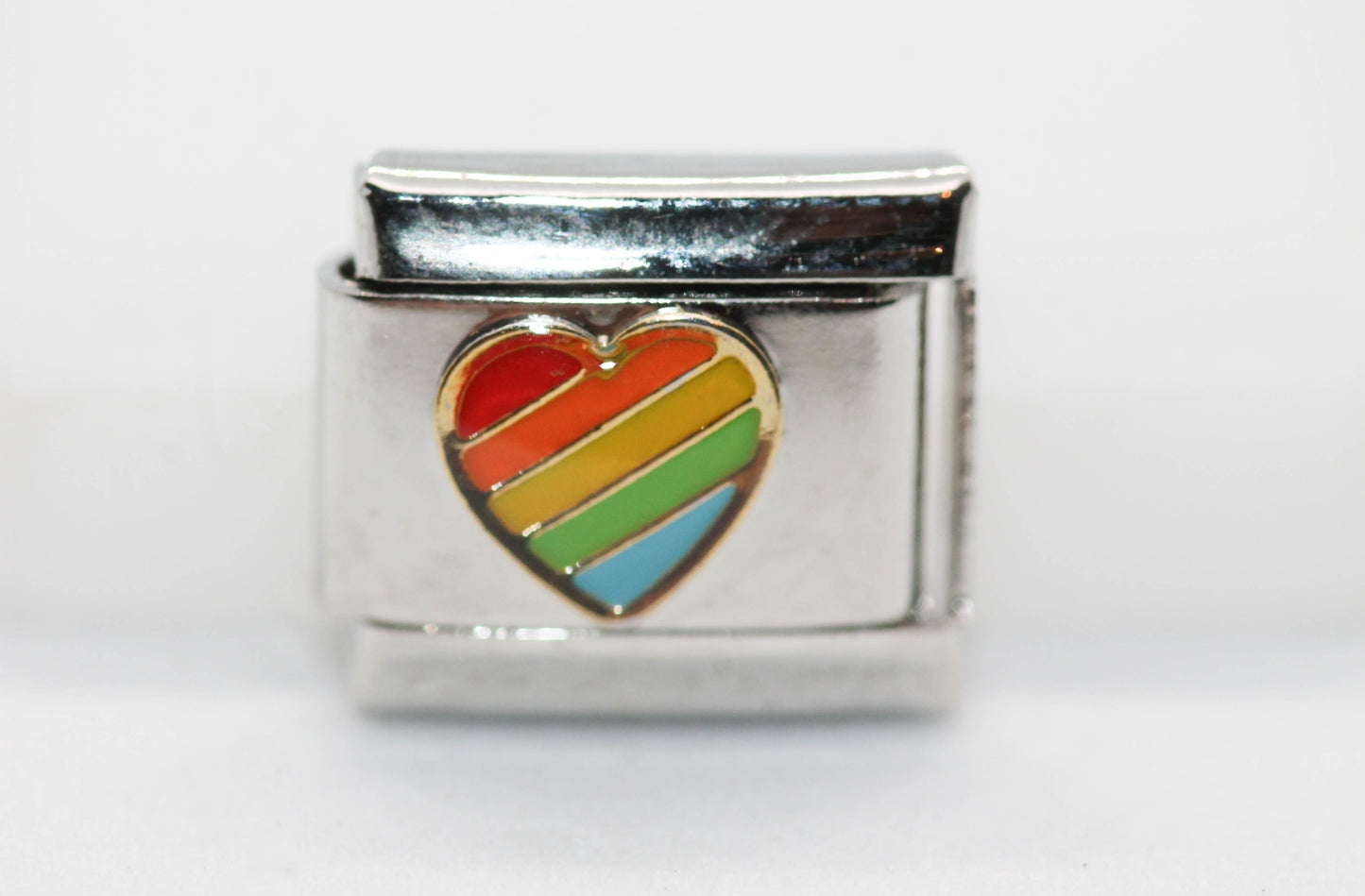 CHARM CORAZON ARCOIRIS PULSERA ITALIANA