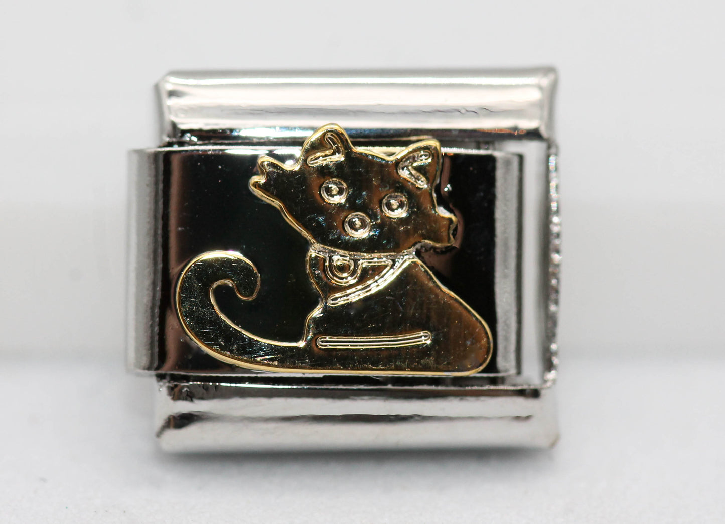 CHARM GATO SENTADO DORADO PULSERA ITALIANA