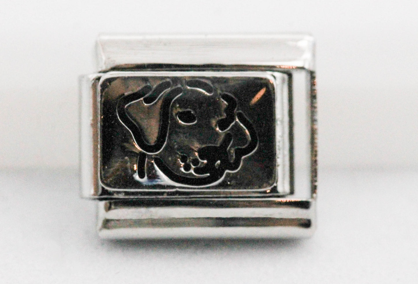 CHARM ROSTRO PERRO ENCAPSULADO PULSERA ITALIANA