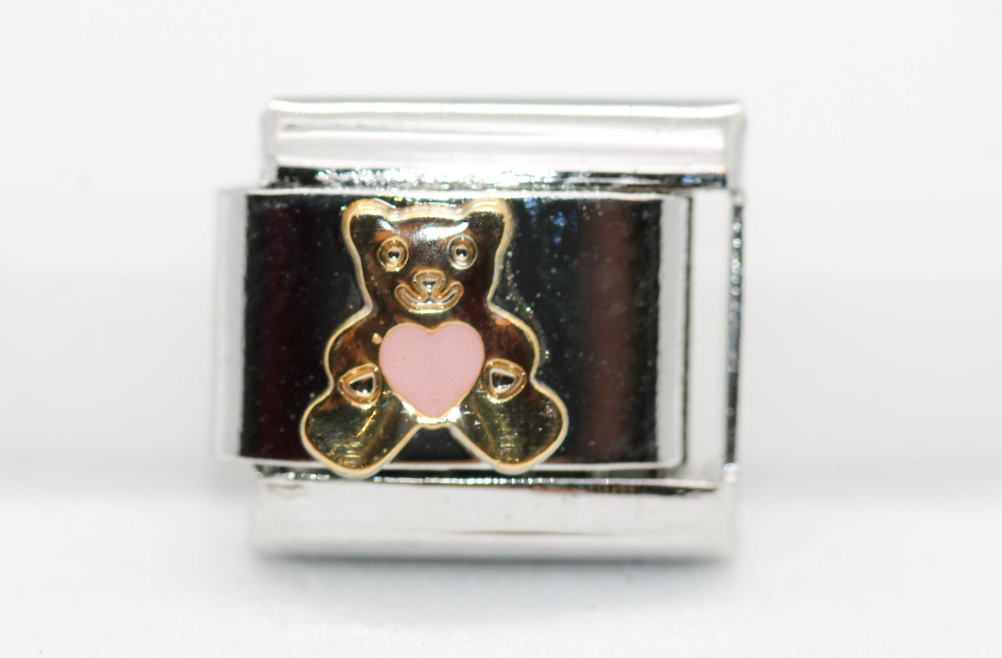 CHARM OSITO CORAZON ROSA AL CENTRO PULSERA ITALIANA