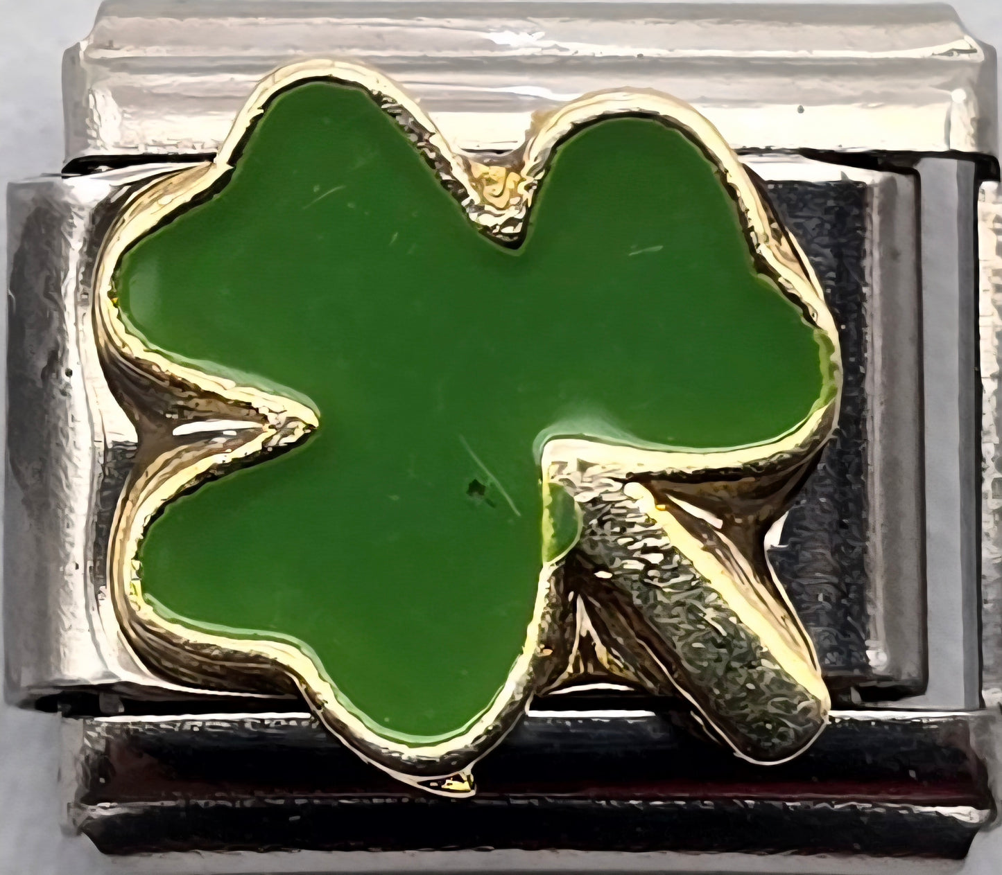 CHARM TREBOL ESMALTE VERDE PULSERA ITALIANA