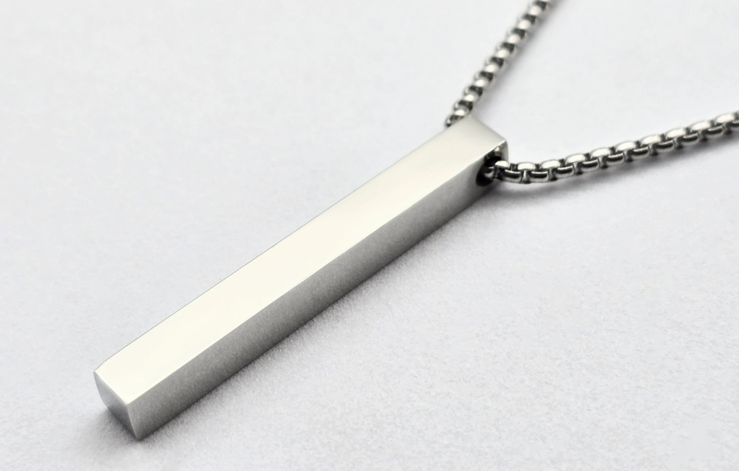 COLLAR BARRA 5X40MM CADENA REDONDA 60CMS; TONO PLATEADO