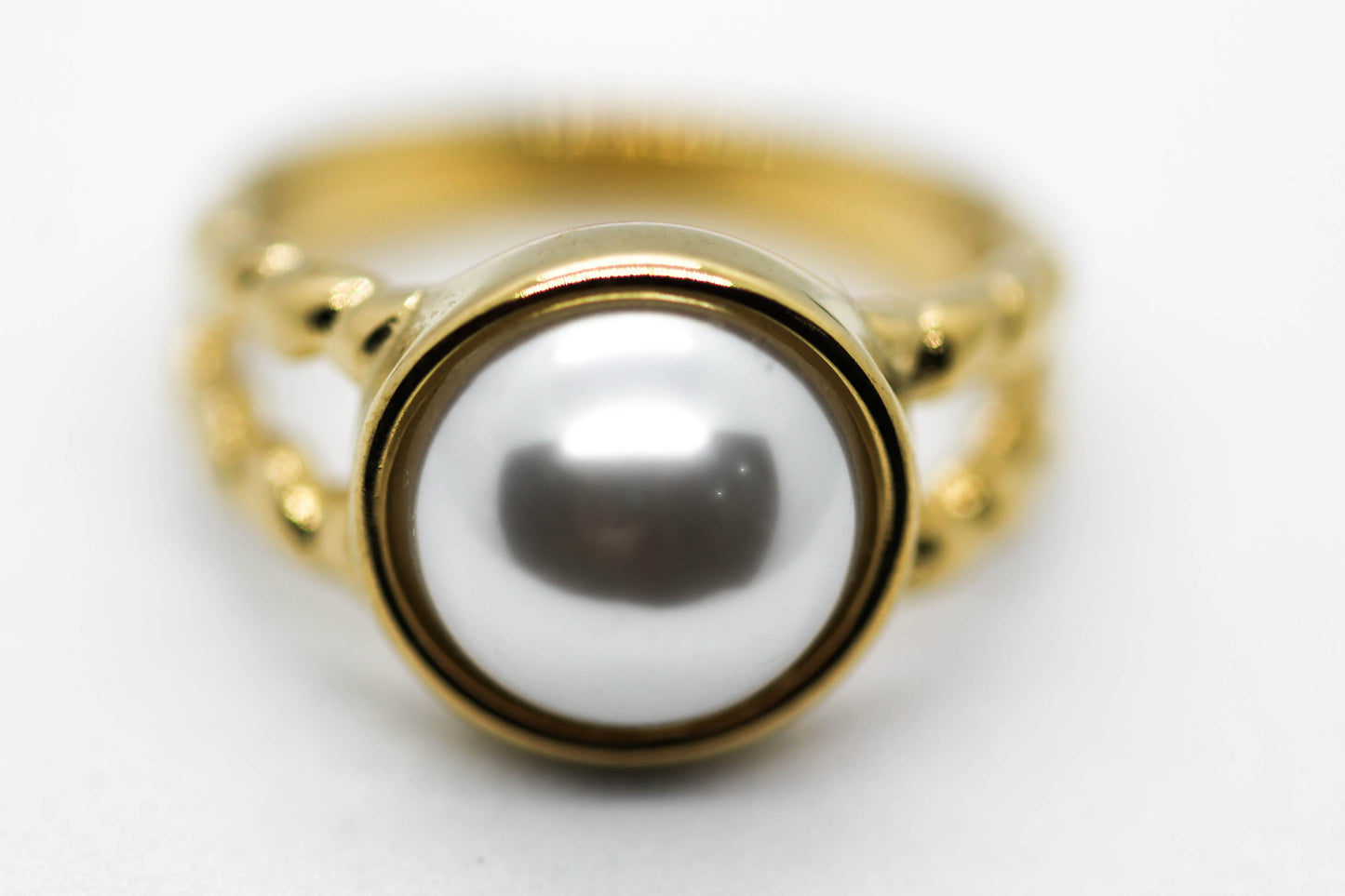ANILLO MEDIA PERLA 12MM; TONO DORADO