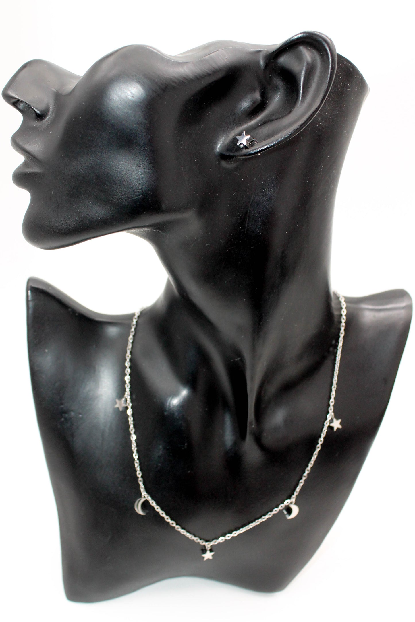 SET LUNAS Y ESTRELLAS MINI; TONO PLATEADO