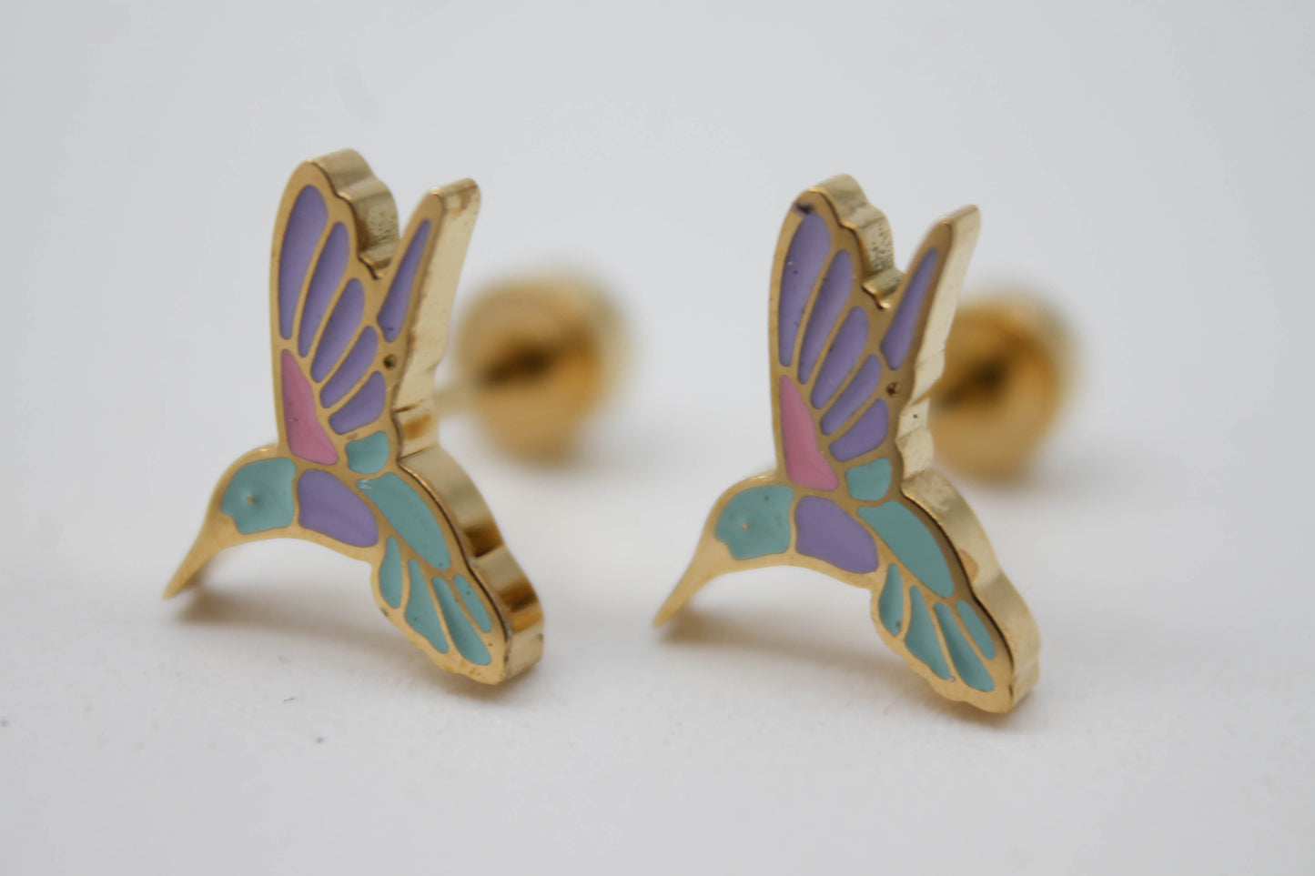 BROQUEL COLIBRI ESMALTE TONOS PASTEL 0.8 X 8MM BROCHE DE BOTON; TONO DORADO