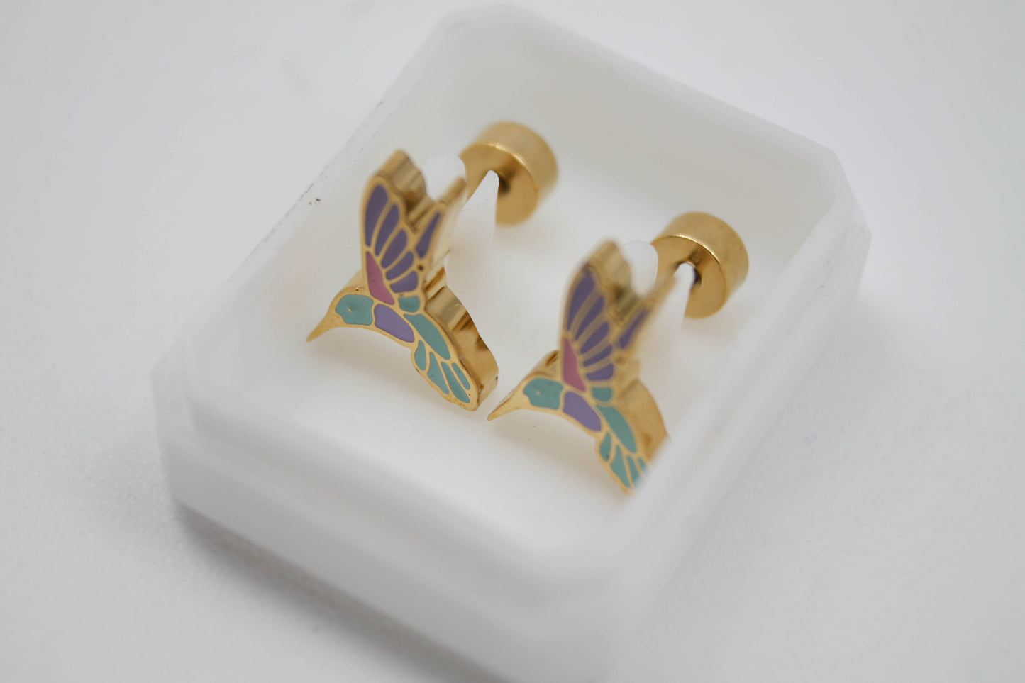 BROQUEL COLIBRI ESMALTE TONOS PASTEL 0.8 X 8MM BROCHE DE BOTON; TONO DORADO