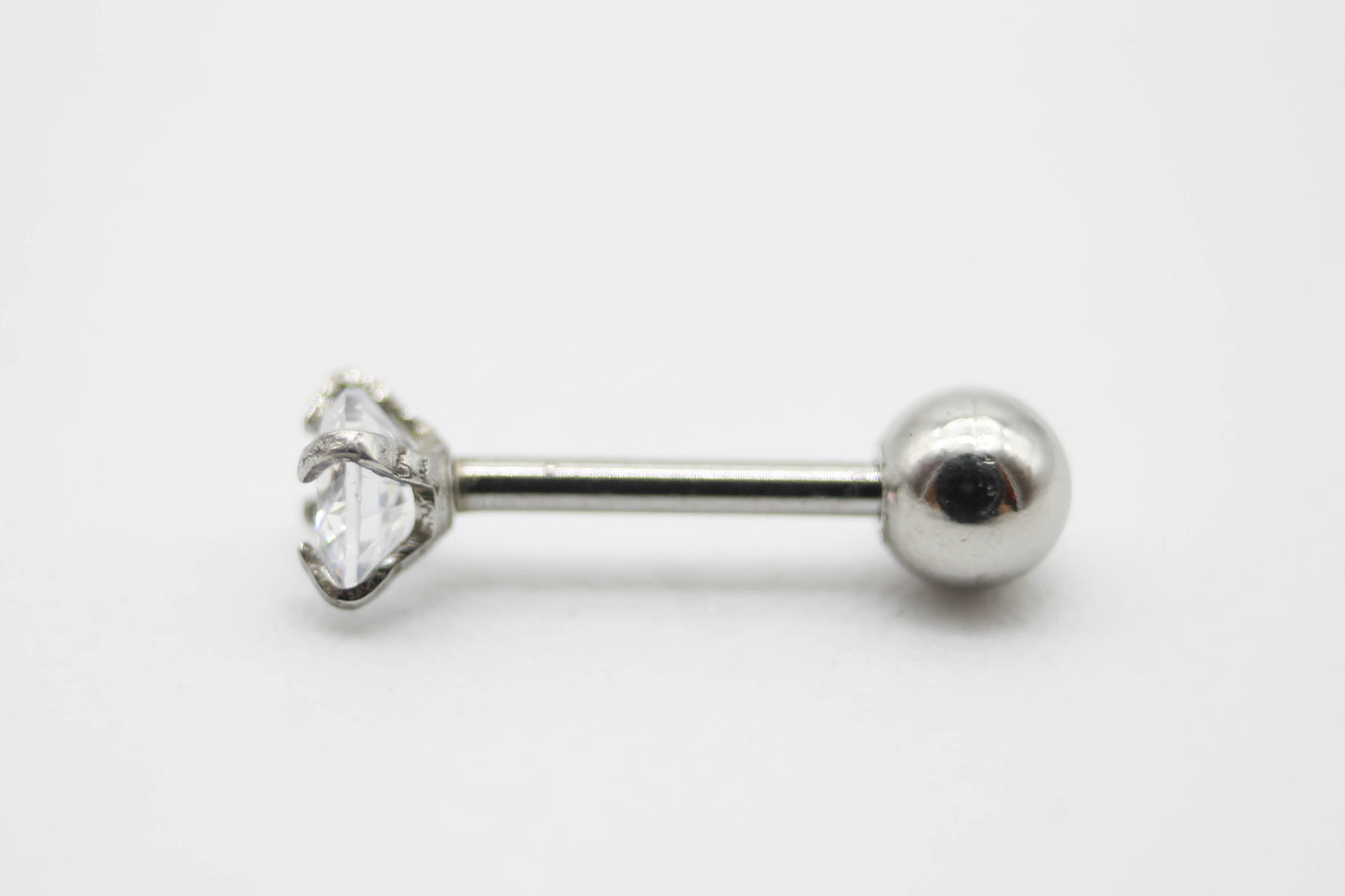 PIERCING CIRCONIA TRANSPARENTE 3 MM, TONO PLATEADO