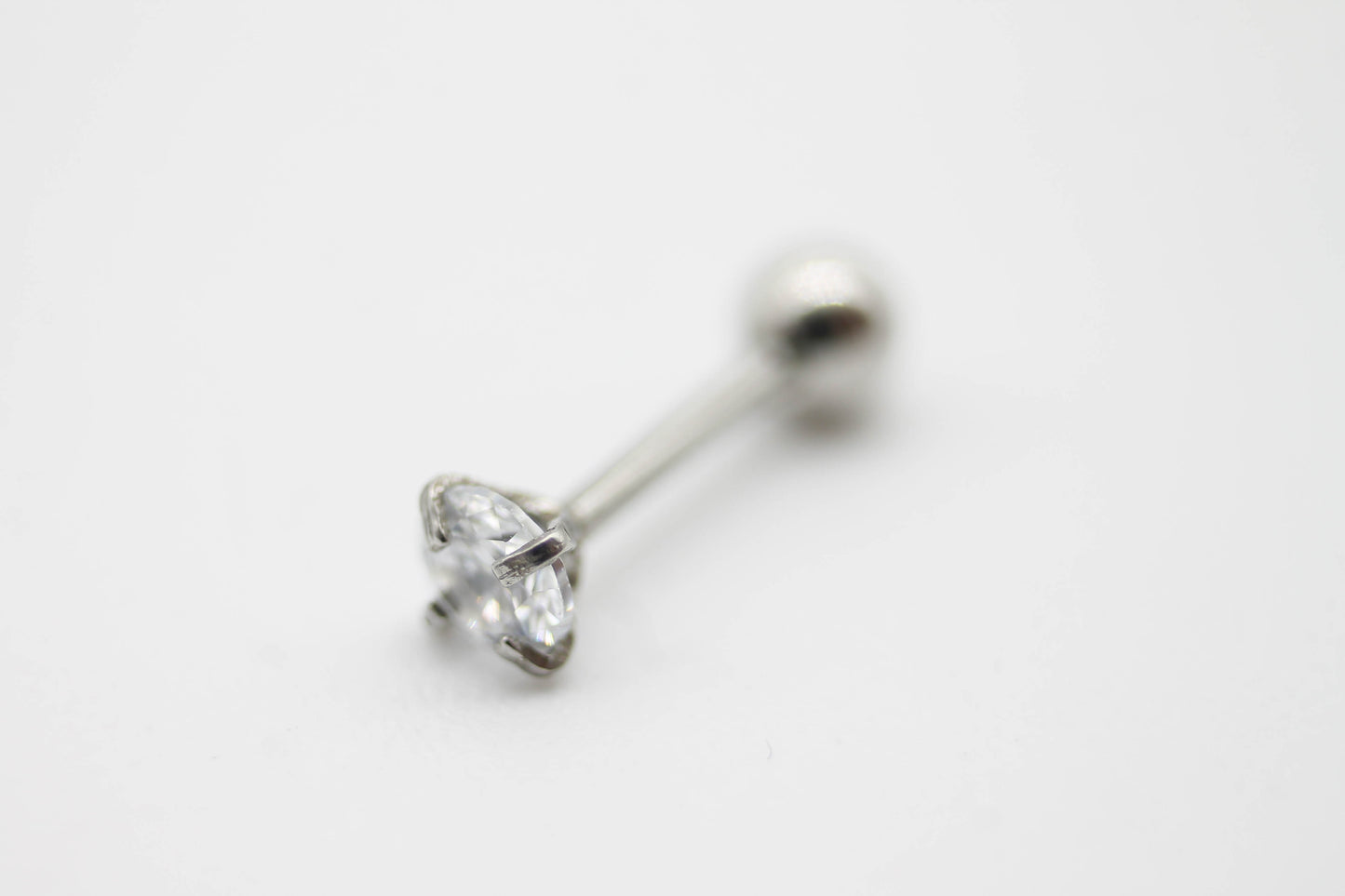 PIERCING CIRCONIA TRANSPARENTE 3 MM, TONO PLATEADO