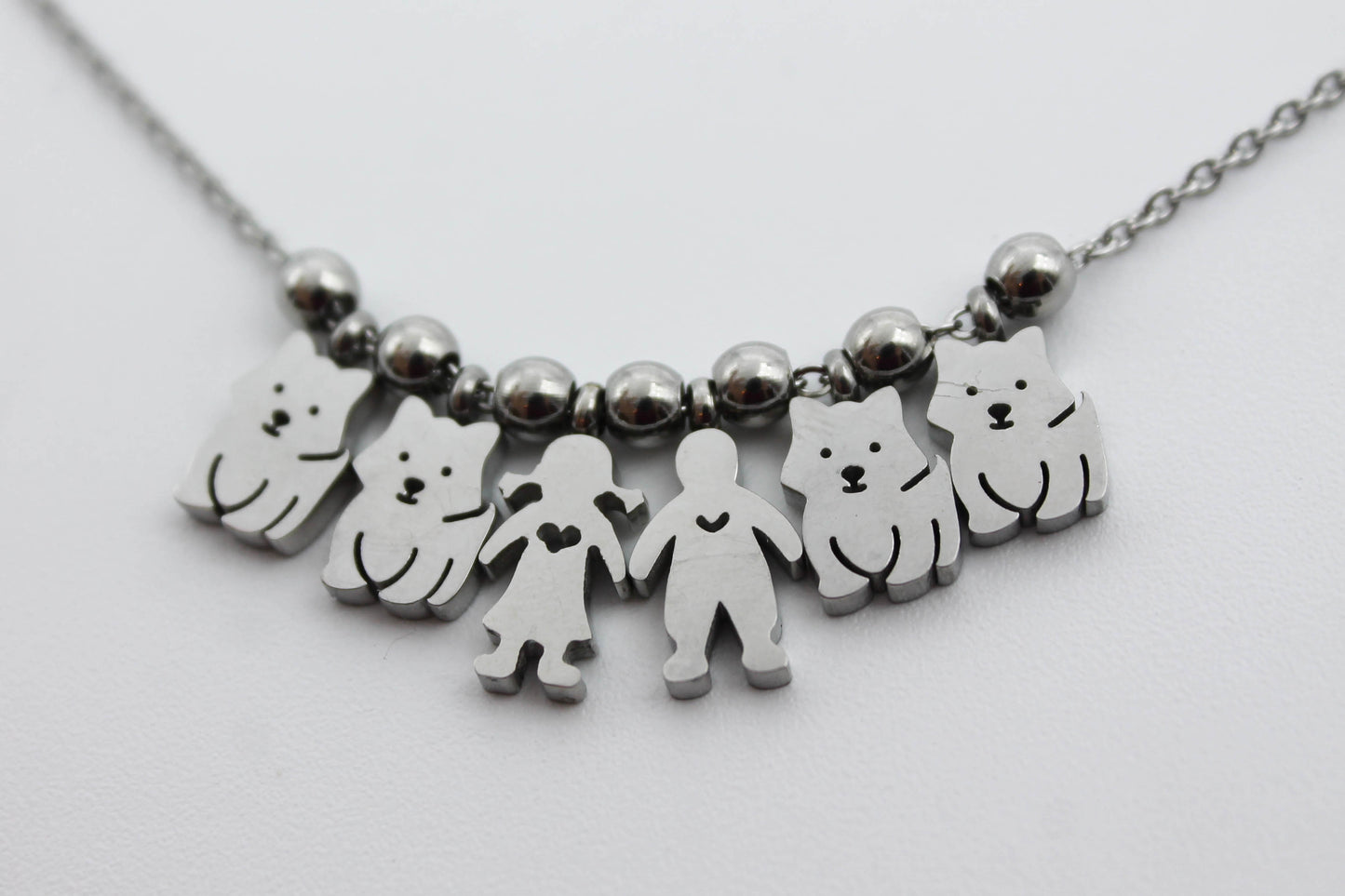 COLLAR PERSONALIZADO 6 PIEZAS; TONO PLATEADO