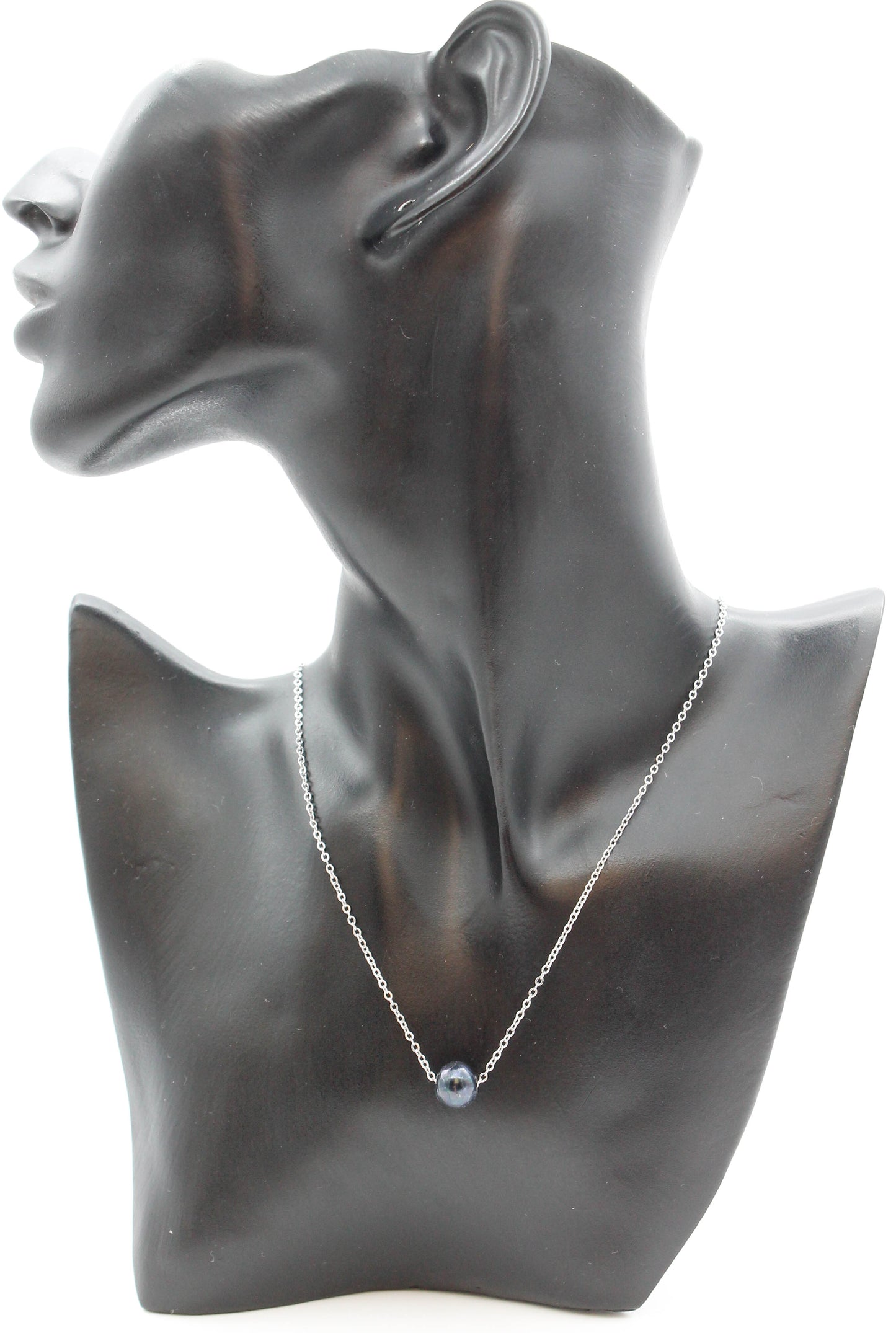 PERLA DE RIO GRIS OBSCURO CADENA 45 CM