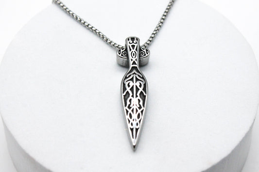 COLLAR DIJE ESPADA 48MM CADENA REDONDA 60CMS; TONO PLATEADO