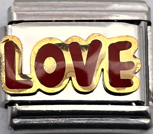 LOVE LETRAS ROJAS;  PARA PULSERA ITALIANA