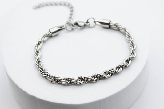 PULSERA TORSAL 4MM DE GROSOR, 21CM DE LARGO, TONO PLATEADO