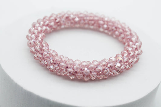 PULSERA ELASTICA CRISTALES ROSA