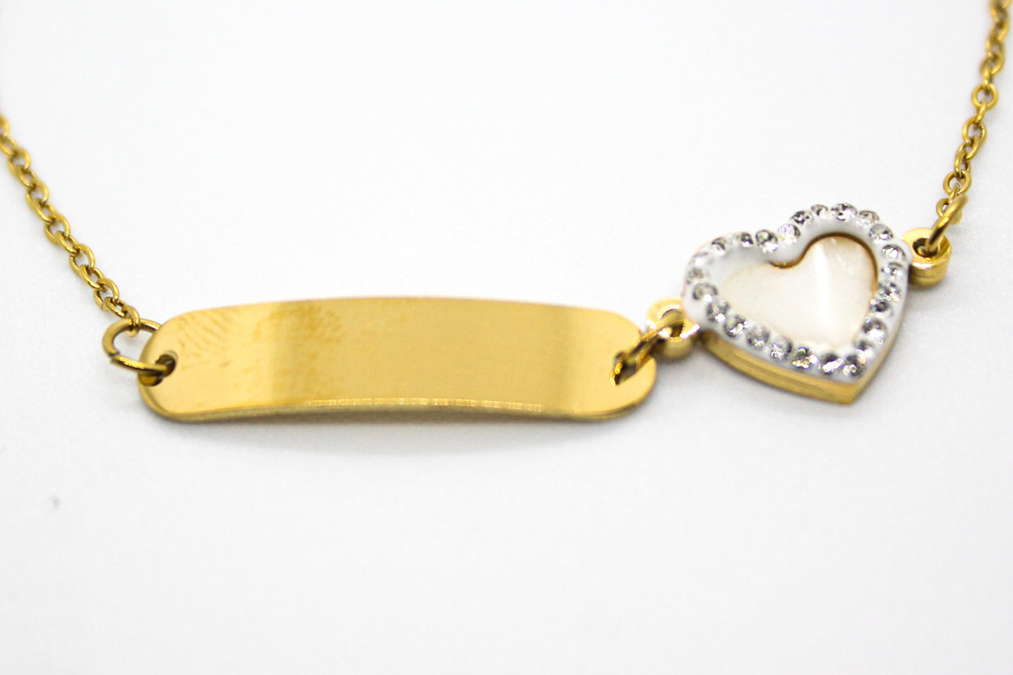 ESCLAVA CORAZON MADRE PERLA CIRCONIAS; TONO DORADO