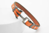 PULSERA CABALLERO PIEL NARANJA ANCLA ACERO 20CM