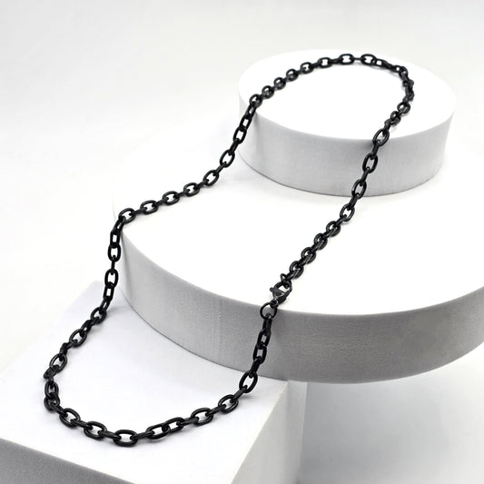 CADENA ESLABONES OVALADOS 60 CM, TONO NEGRO