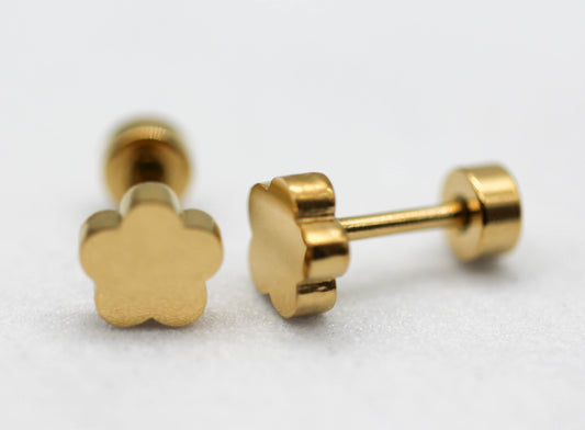 BROQUELES FLOR 5 PETALOS 6MM; TONO DORADO