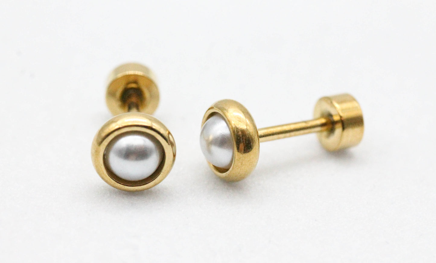 BROQUELES MEDIA PERLA 6MM TOPE DE ROSCA; TONO DORADO