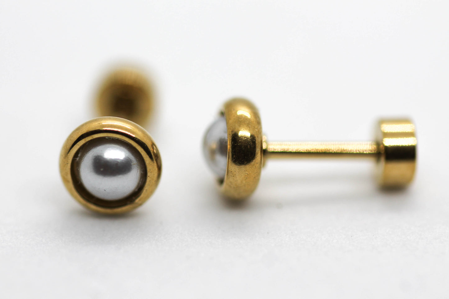 BROQUELES MEDIA PERLA 6MM TOPE DE ROSCA; TONO DORADO
