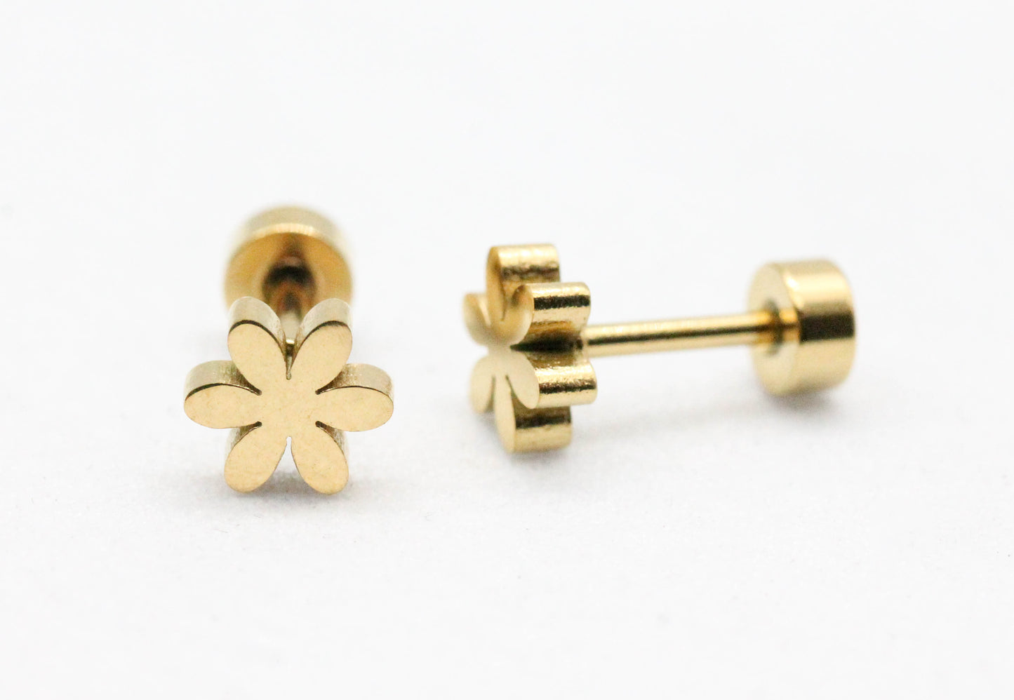 BROQUELES FLOR 6 PETALOS 6MM TOPE DE ROSCA; TONO DORADO