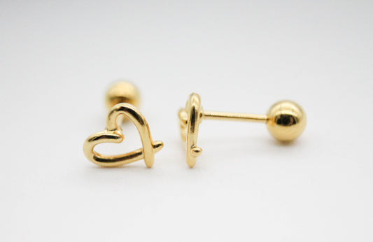 BROQUEL CORAZON HUECO 8X8 MM CON POSTE, TONO DORADO "CHAPA"