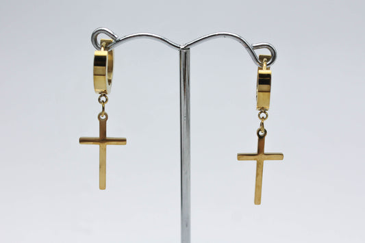 HUGGIES LISOS CRUZ COLGANTE; TONO DORADO