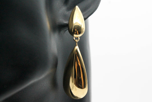 ARETES 60MM DOBLE GOTA HUECOS; TONO DORADO