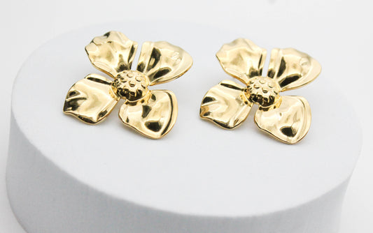 ARETES FLOR MAXI 40MM; TONO DORADO*